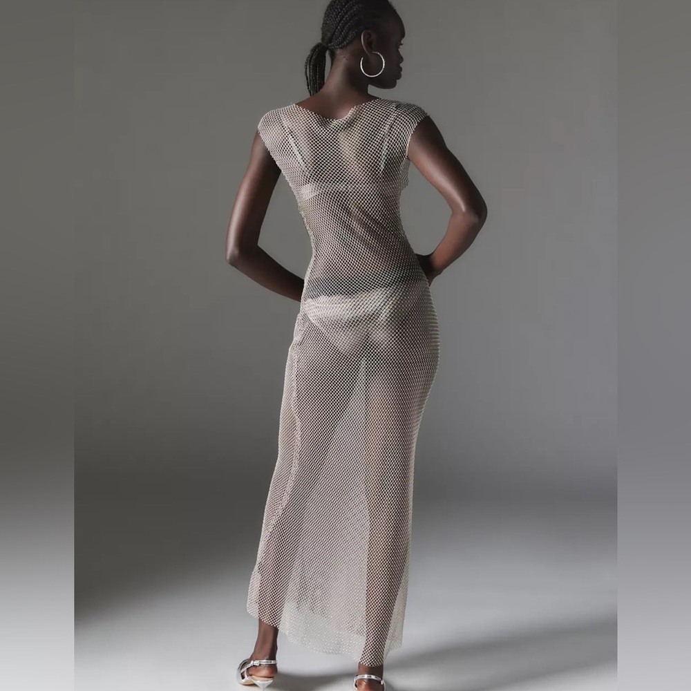 UO x Silence and Noise Sheer Fishnet Midi Dress NWT